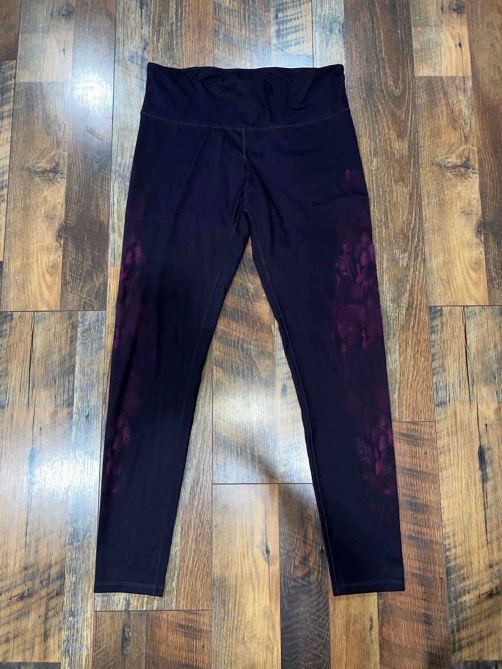 Champion Black Leggings with Deep Pink Side Pattern